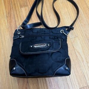 “TREVISO” Chic Black Adjustable Signature Covered Bag Pre-Loved, Vacay, Packable